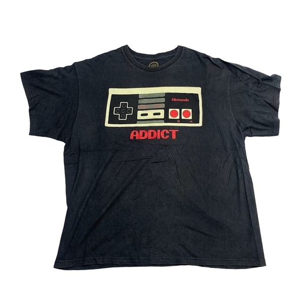Nintendo "ADDICT" Gaming Tee Thrifted Vintage Style Size XL - Picture 1 of 8